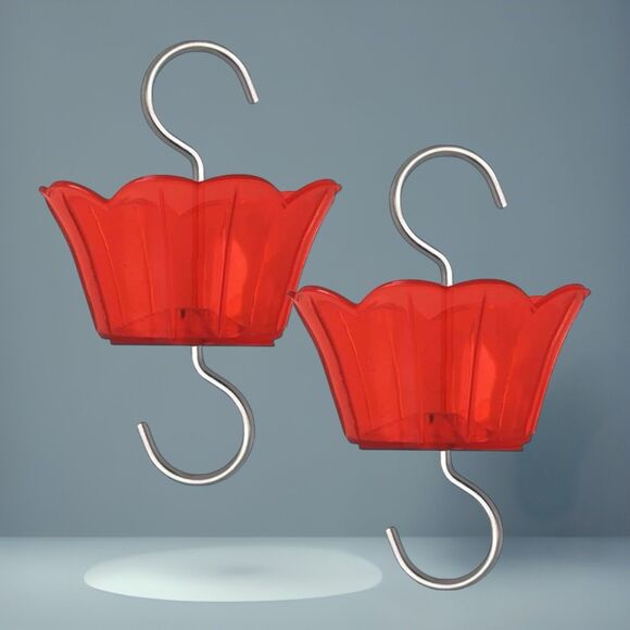 Birdfeeder Ant & Insect Guard/Ant Moat Red 2 Pack Transparent Plastic - Picture 2 of 4